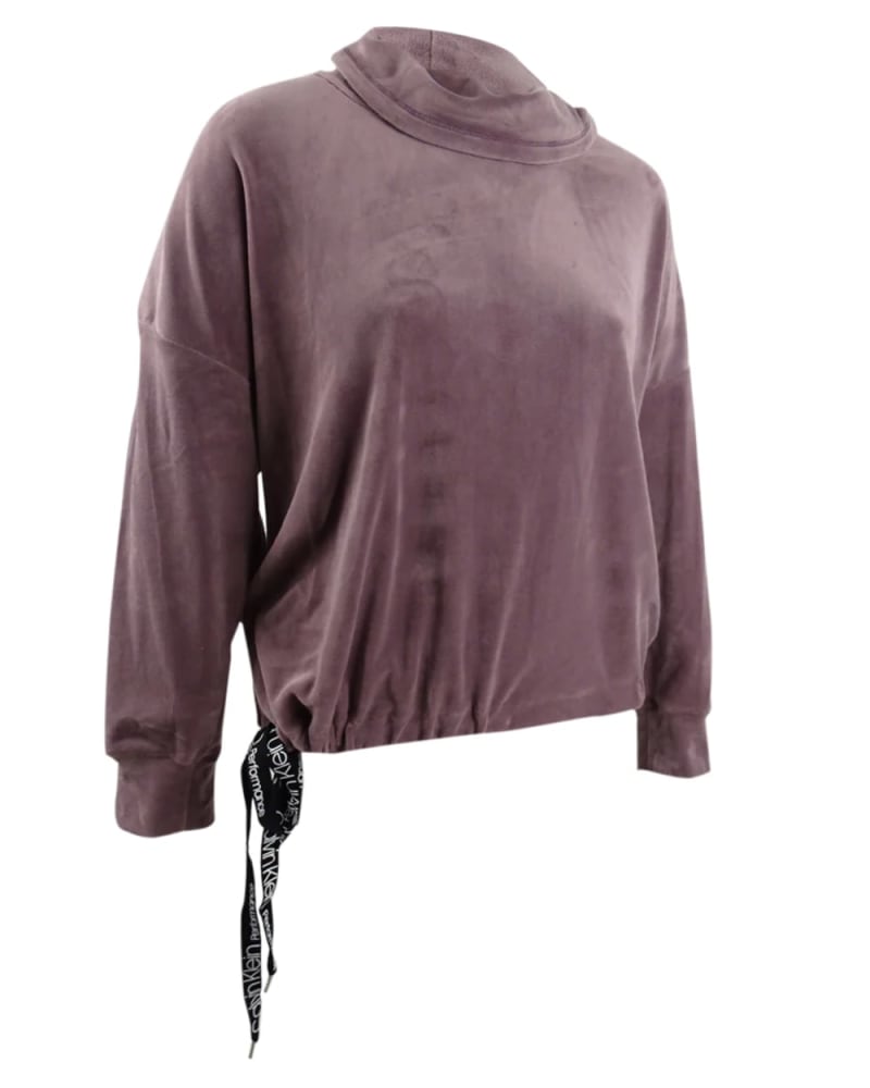 Front of a size 3X Calvin Klein Women's Plus Cowlneck Side Tie Top Purple- Size 3X in Purple by Calvin Klein. | dia_product_style_image_id:311190